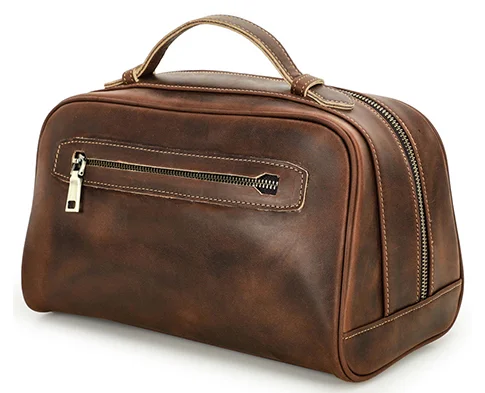 Genuine leather cosmetic bag