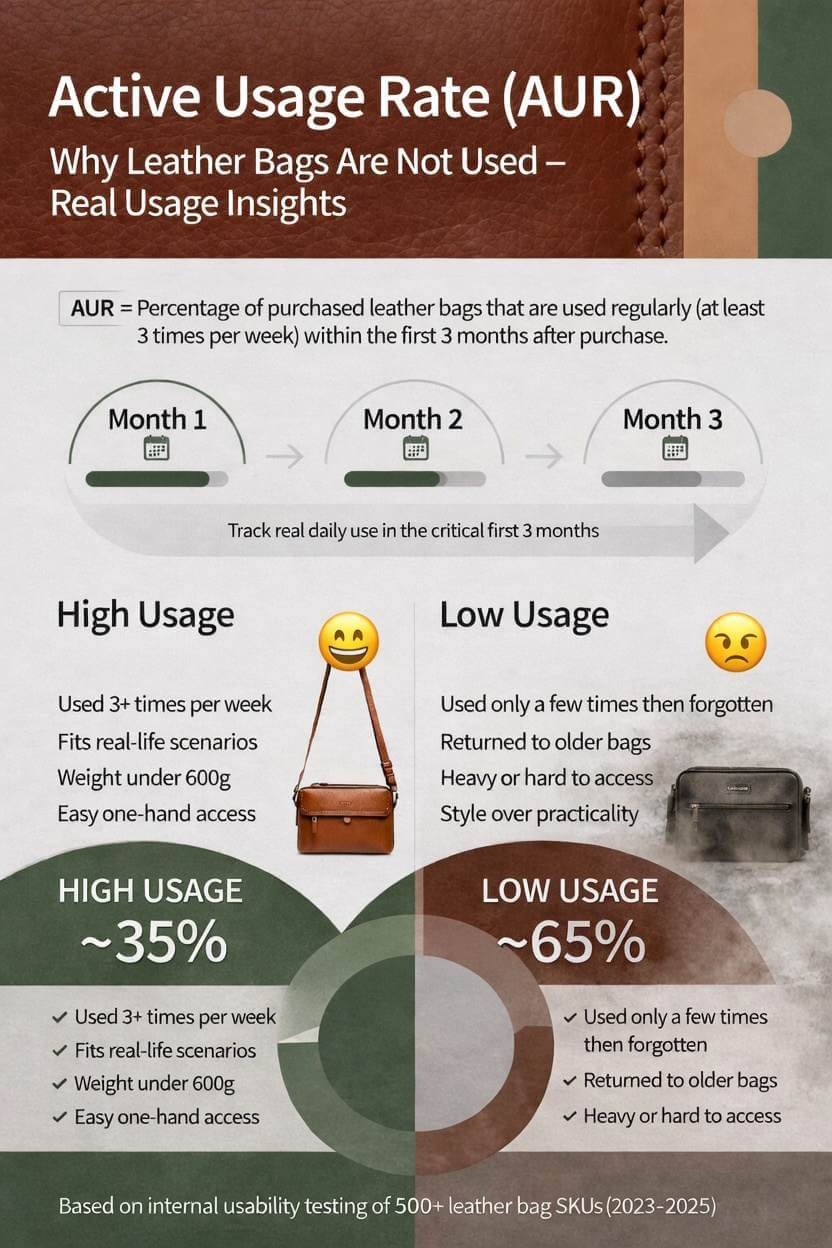 Comparison of high-usage practical leather bags vs low-usage luxury fashion bags