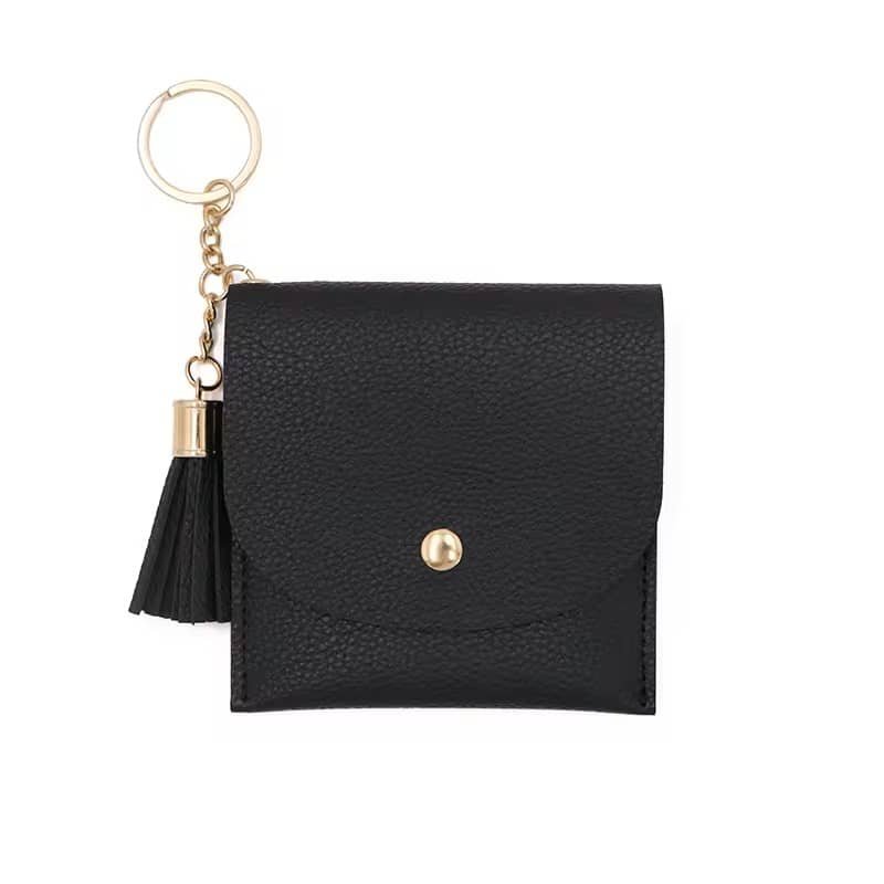 Small leather coin purse with zip closure