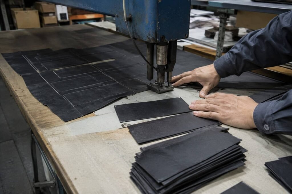 Leather cutting process for custom wallet panels