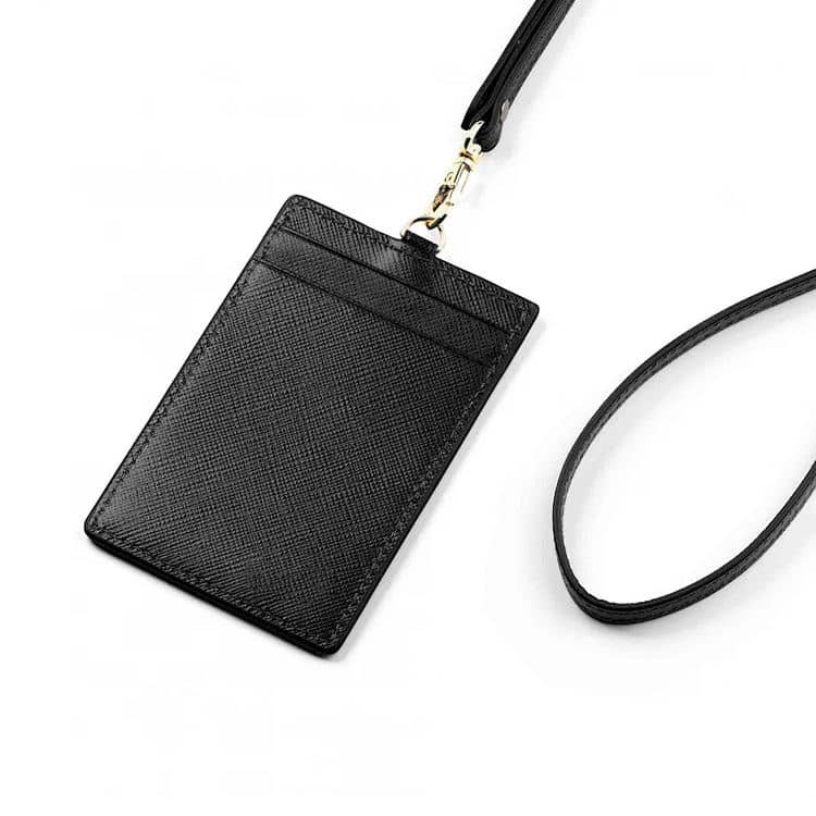 Leather ID holder with lanyard for everyday use