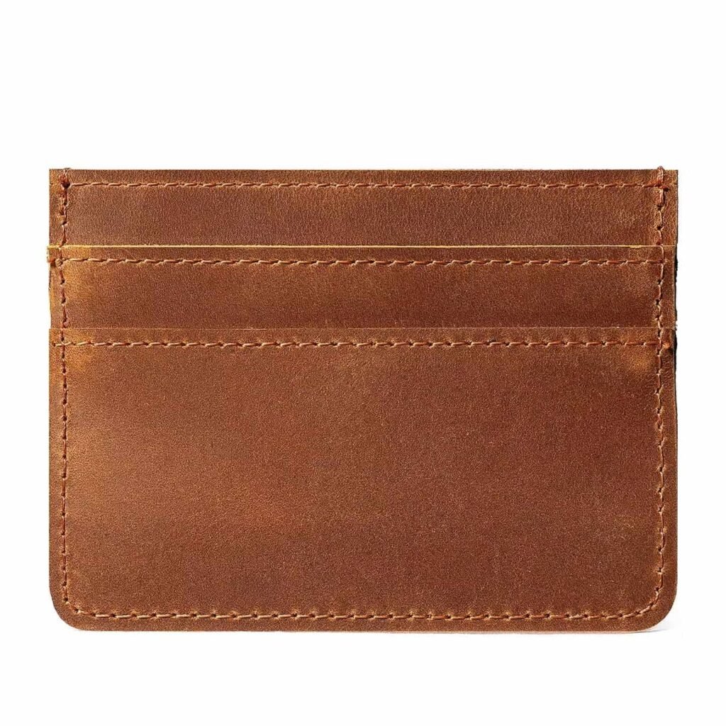 Slim leather card holder with multiple card slots