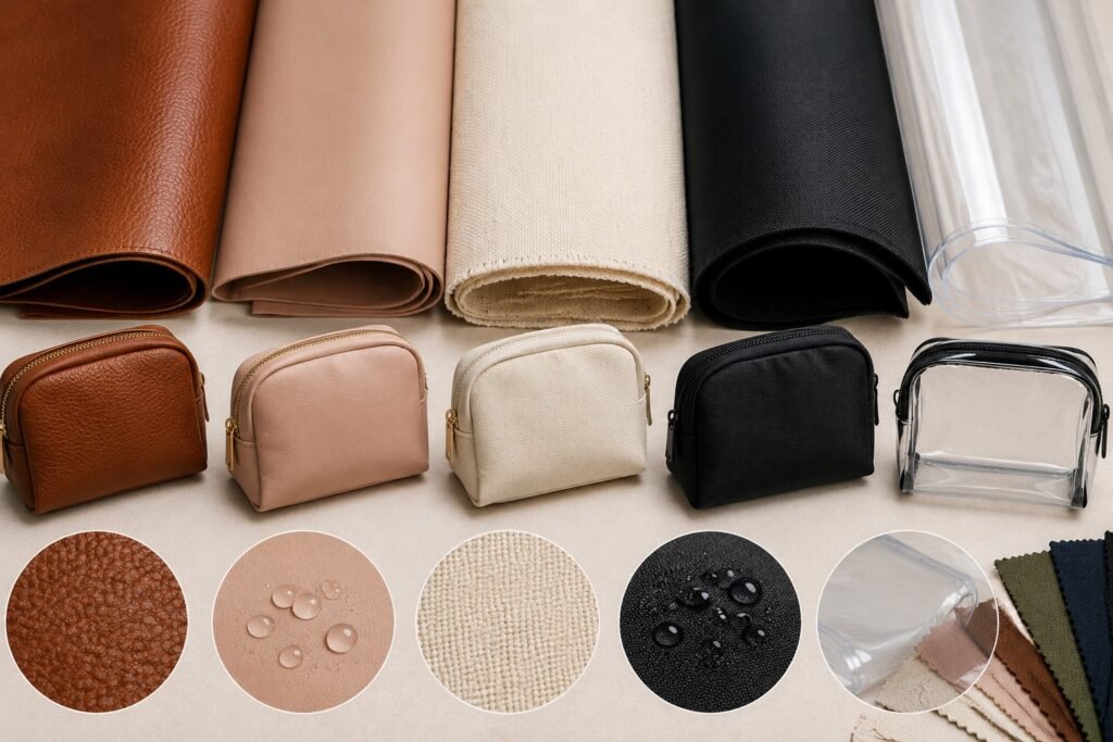 How to Design Custom Makeup Bags: A Complete OEM Guide for Beauty Brands 2 custom cosmetic bag materials comparison for OEM production