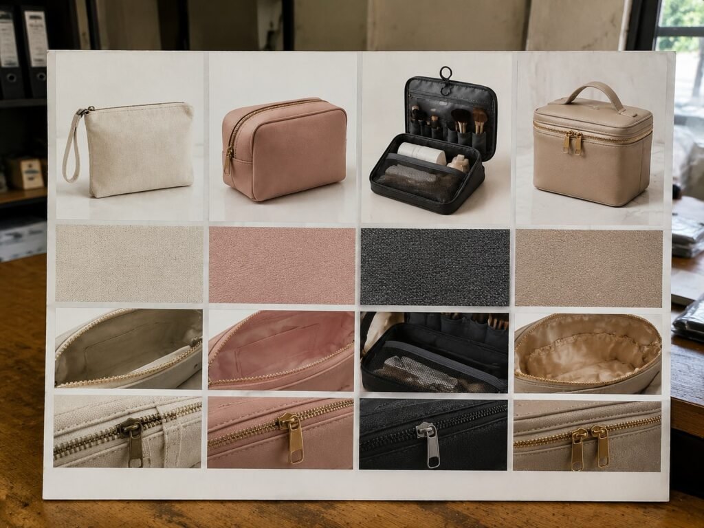 custom cosmetic bag cost range by product type canvas PU leather travel organizer vanity case