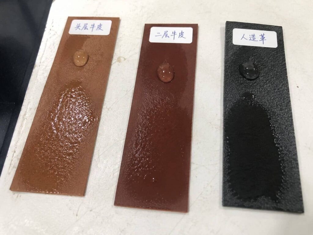 Leather Materials 24 Leather water drop test measuring absorption rate and surface resistance