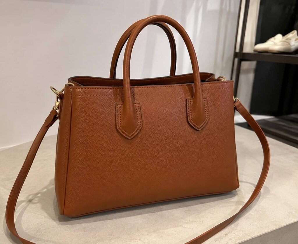 Leather Materials 15 Fashion handbag made with top grain leather featuring smooth surface and even coloring