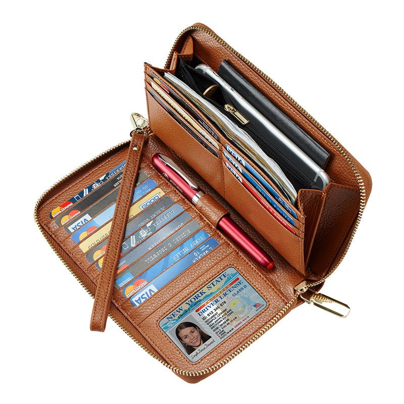 Custom Leather Wallet Manufacturer 4 Custom leather long wallet with multiple compartments