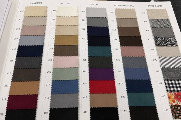 Cotton, polyester, nylon, and microfiber lining samples for bag interiors